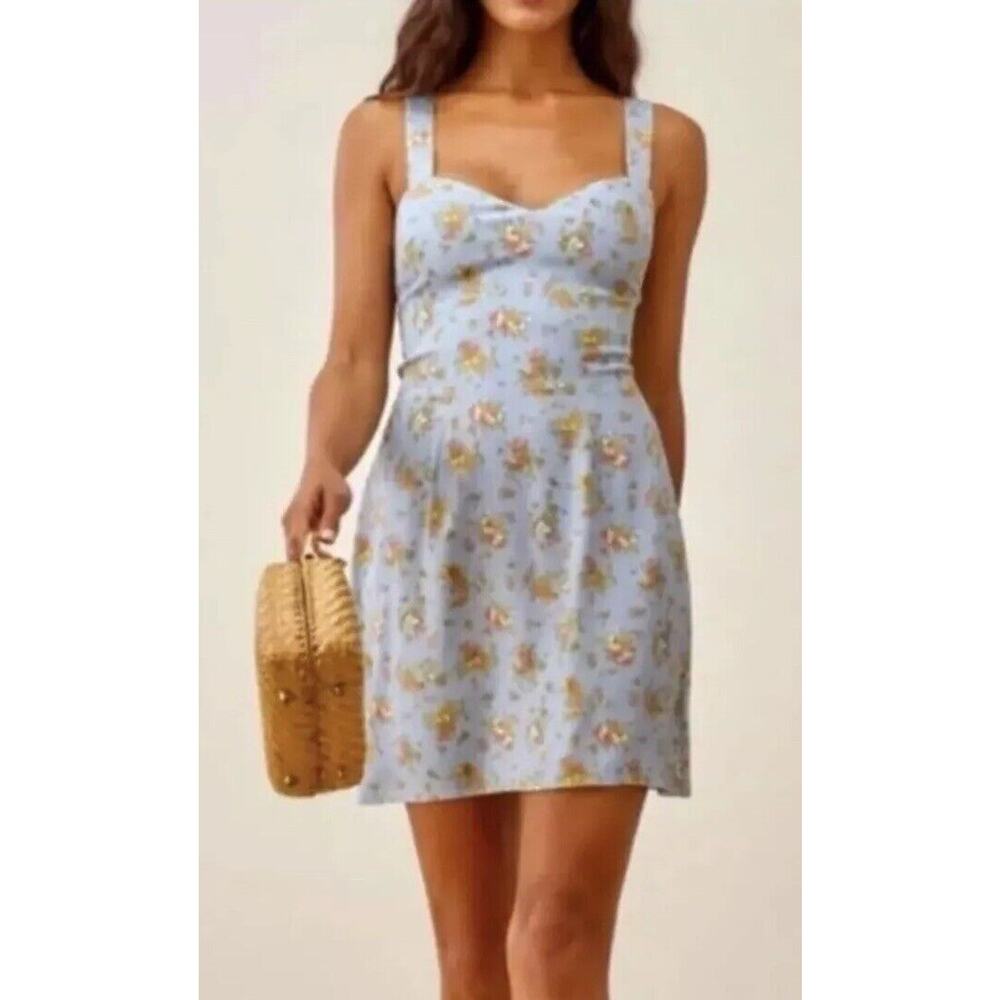 Reformation Blue Floral Midi Dress